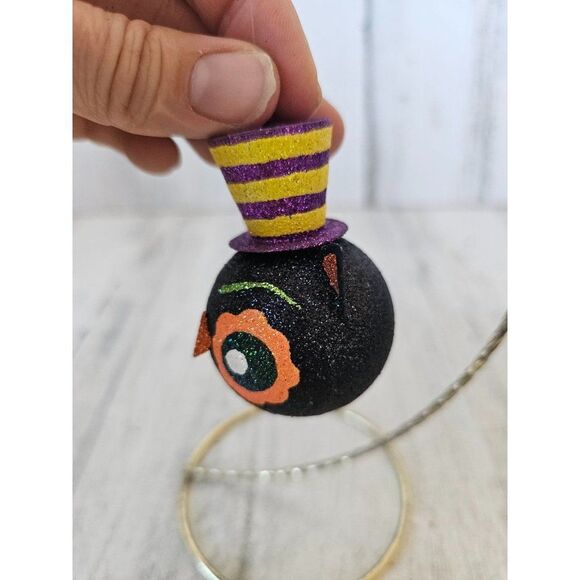 Pier 1 glitter owl ornament Halloween RARE tree unique Xmas - Picture 4 of 11